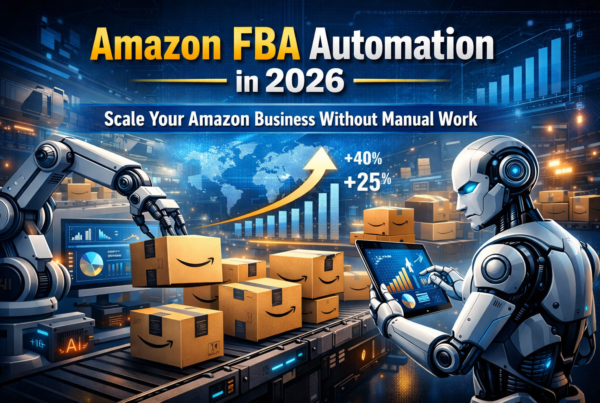 Amazon FBA automation tools and AI systems managing inventory, pricing, and logistics to scale an Amazon business in 2026.