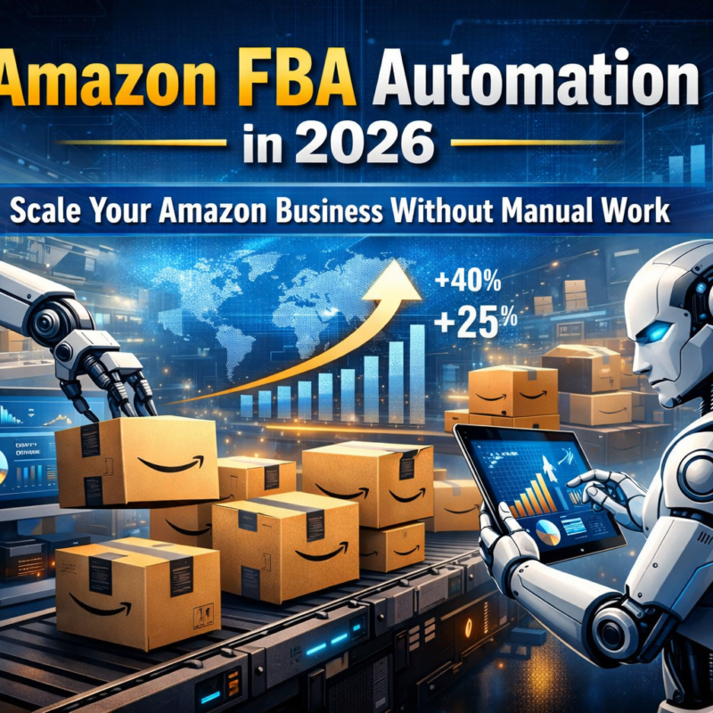 Amazon FBA automation tools and AI systems managing inventory, pricing, and logistics to scale an Amazon business in 2026.