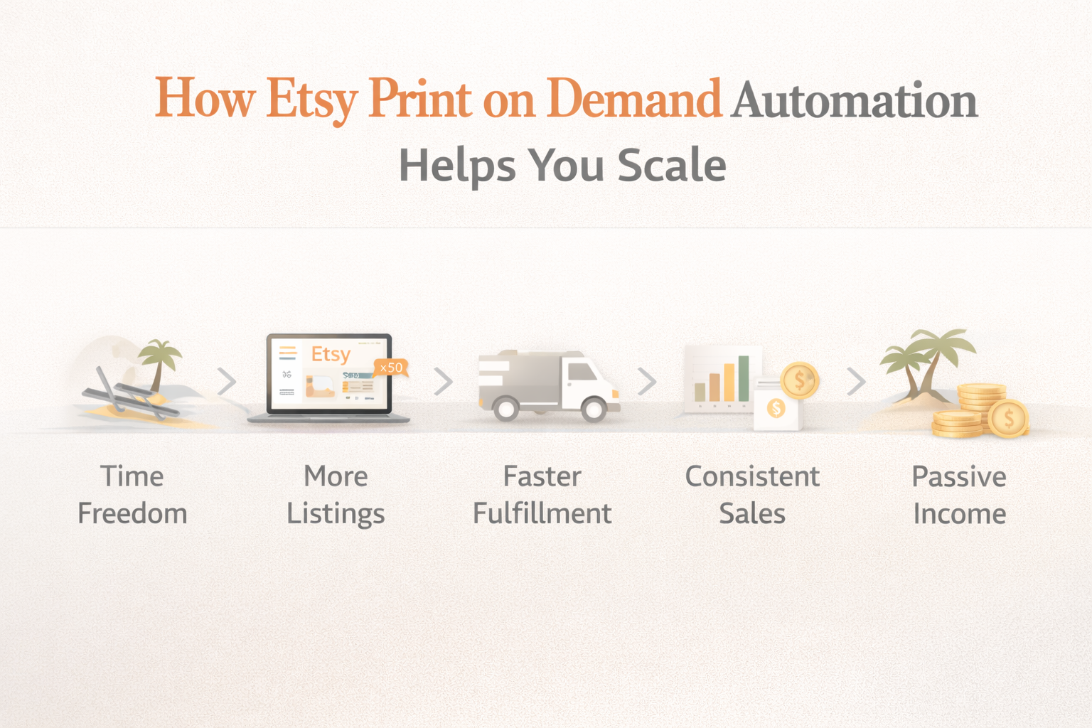 Etsy print on demand automation benefits for scaling an online business and increasing passive income