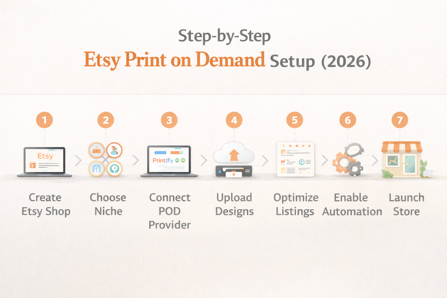 Step-by-step Etsy print on demand setup process for automating an Etsy store in 2026