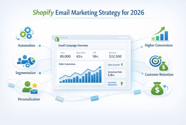 Shopify email marketing strategy for 2026 showing automation, segmentation, and conversion growth for Shopify stores