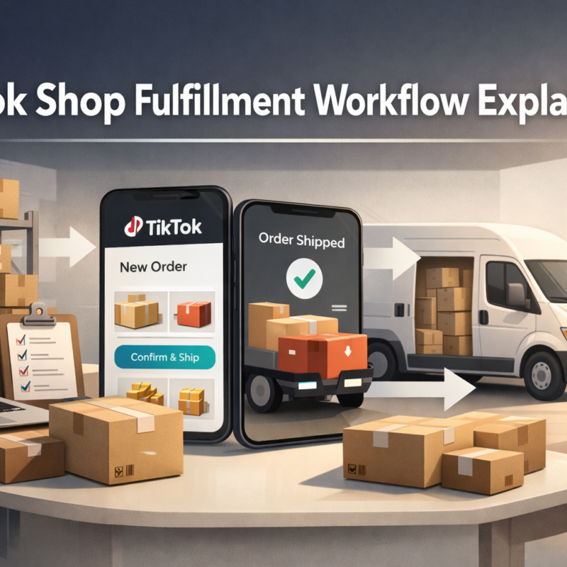 TikTok Shop fulfillment workflow explained with order processing, shipping, and delivery visualization
