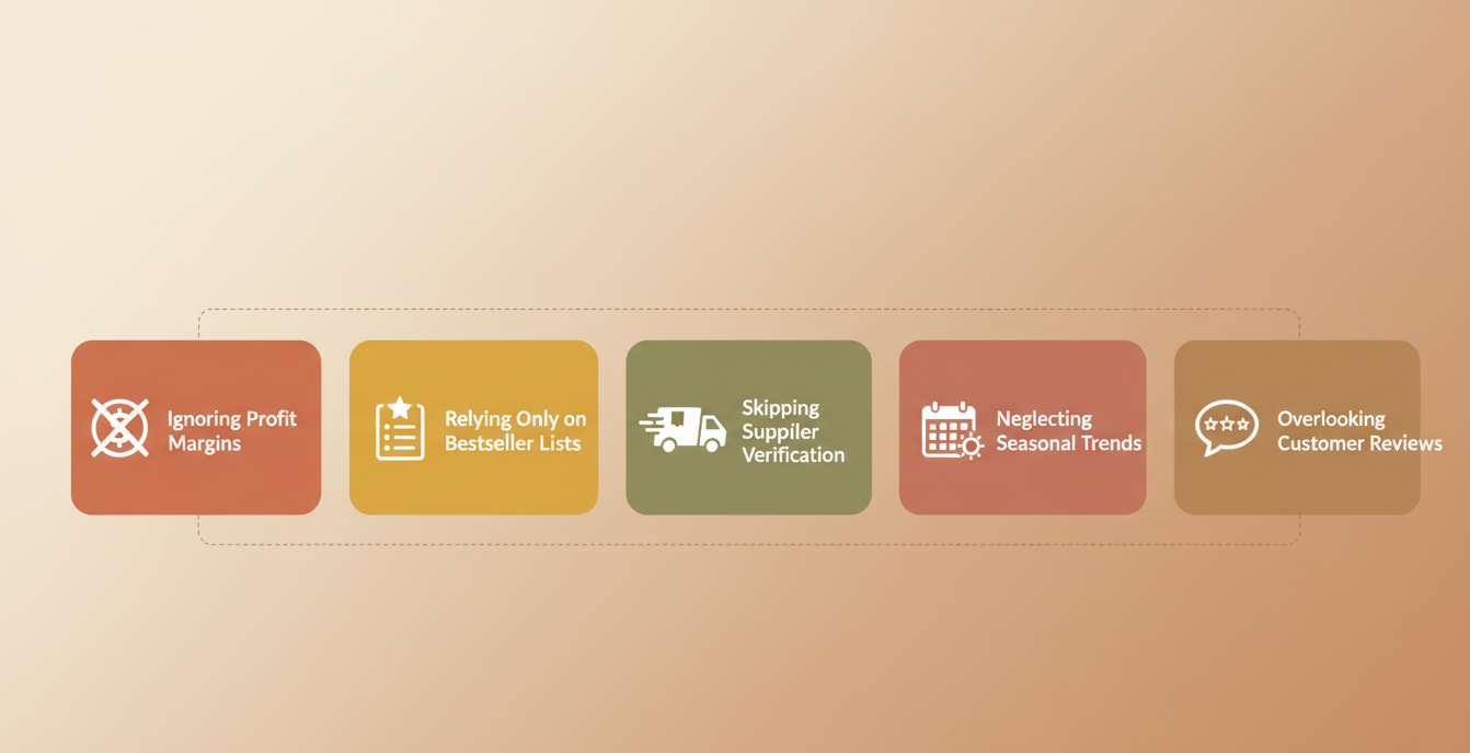 Horizontal infographic showing 5 Walmart product research mistakes