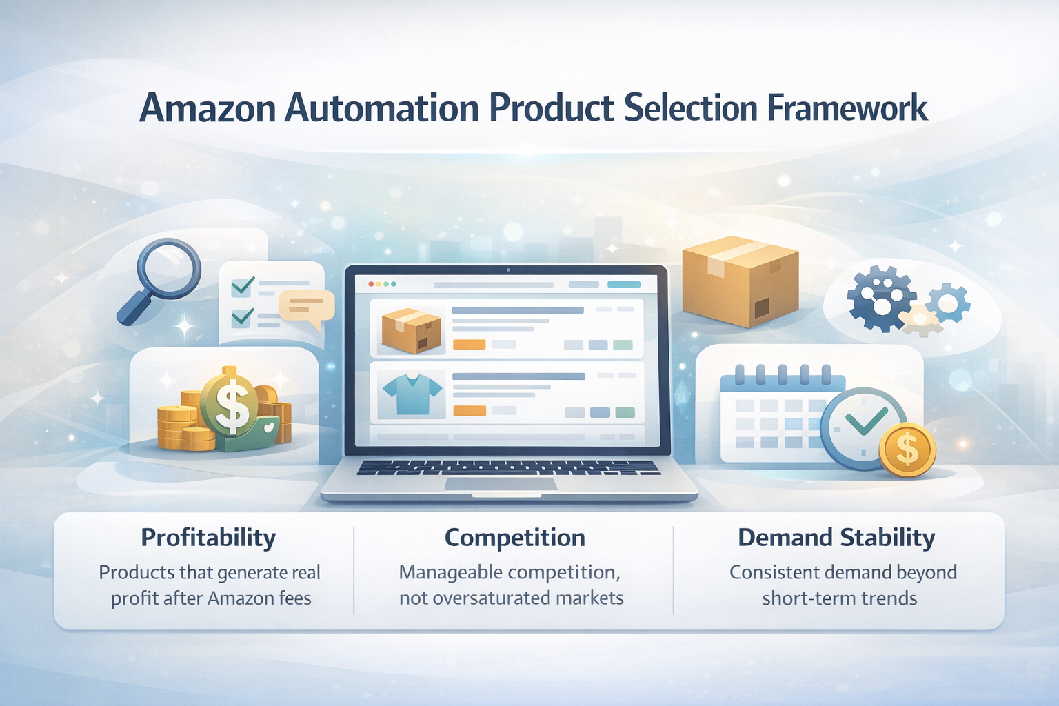 amazon automation product selection framework focusing on profitability competition and demand stability