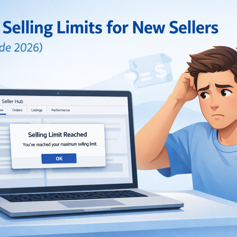 eBay selling limits for new sellers dashboard warning message in Seller Hub 2026