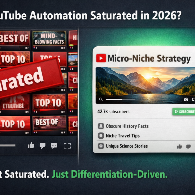 Is YouTube automation saturated in 2026 comparison between overcrowded niches and micro-niche strategy opportunity