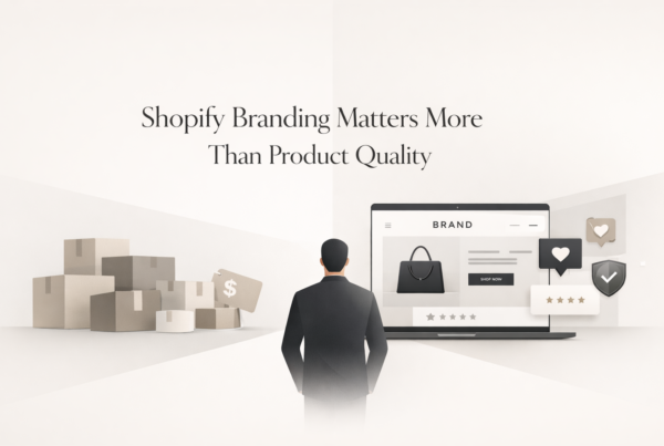 Premium Shopify branding hero image showing brand value over product quality