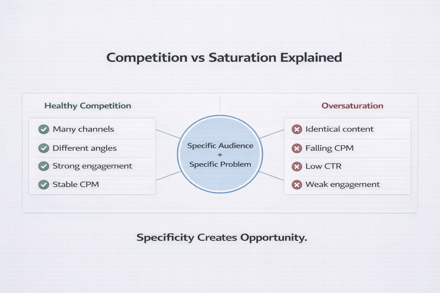 Difference between YouTube competition and YouTube niche saturation in 2026