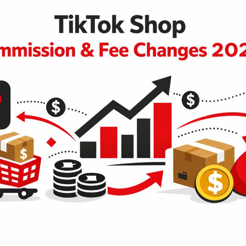 Featured blog header for TikTok Shop Commission & Fee Changes 2026 with ecommerce and social commerce visuals