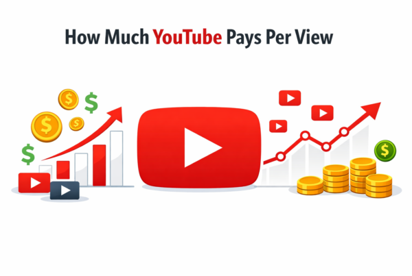 how much youtube pay per view header infographic