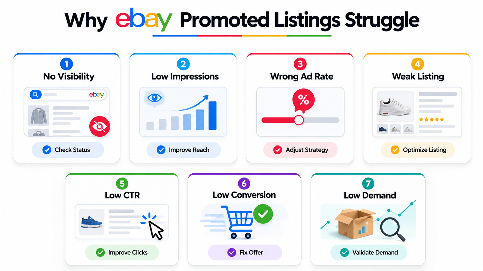 eBay Promoted Listings General versus Priority strategy comparison for cost per sale and cost per click campaigns 