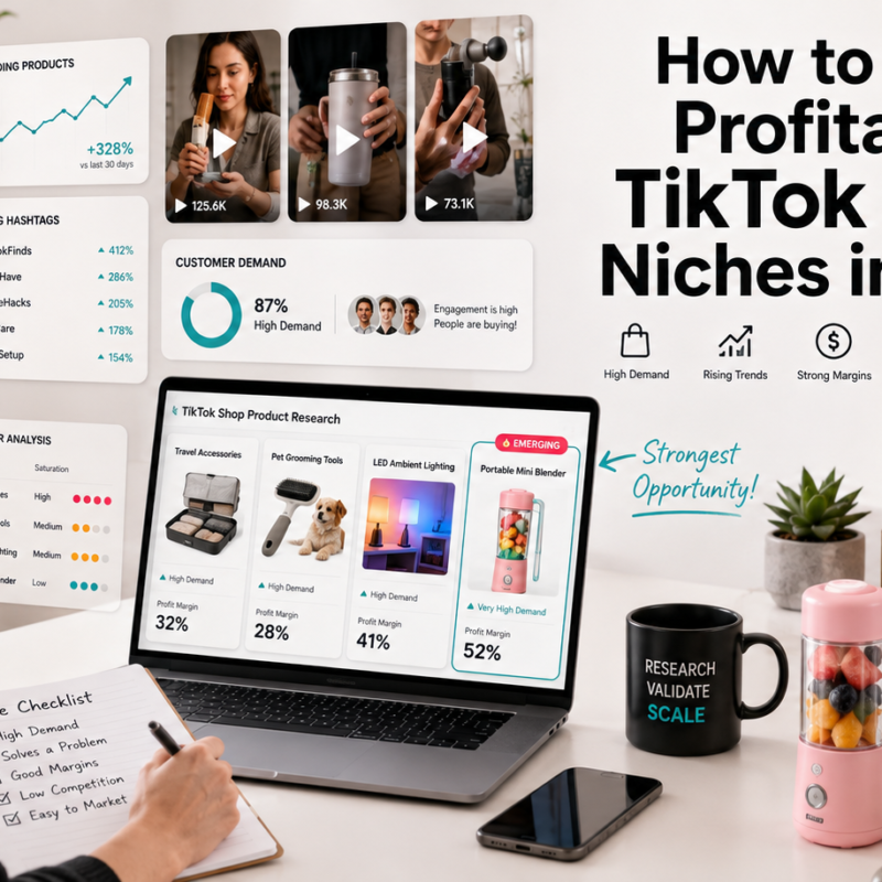 Researching profitable TikTok Shop niches using trends, competition, demand and profit signals