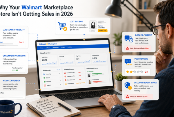 Walmart store not getting sales due to low visibility Buy Box pricing conversion and fulfillment issues