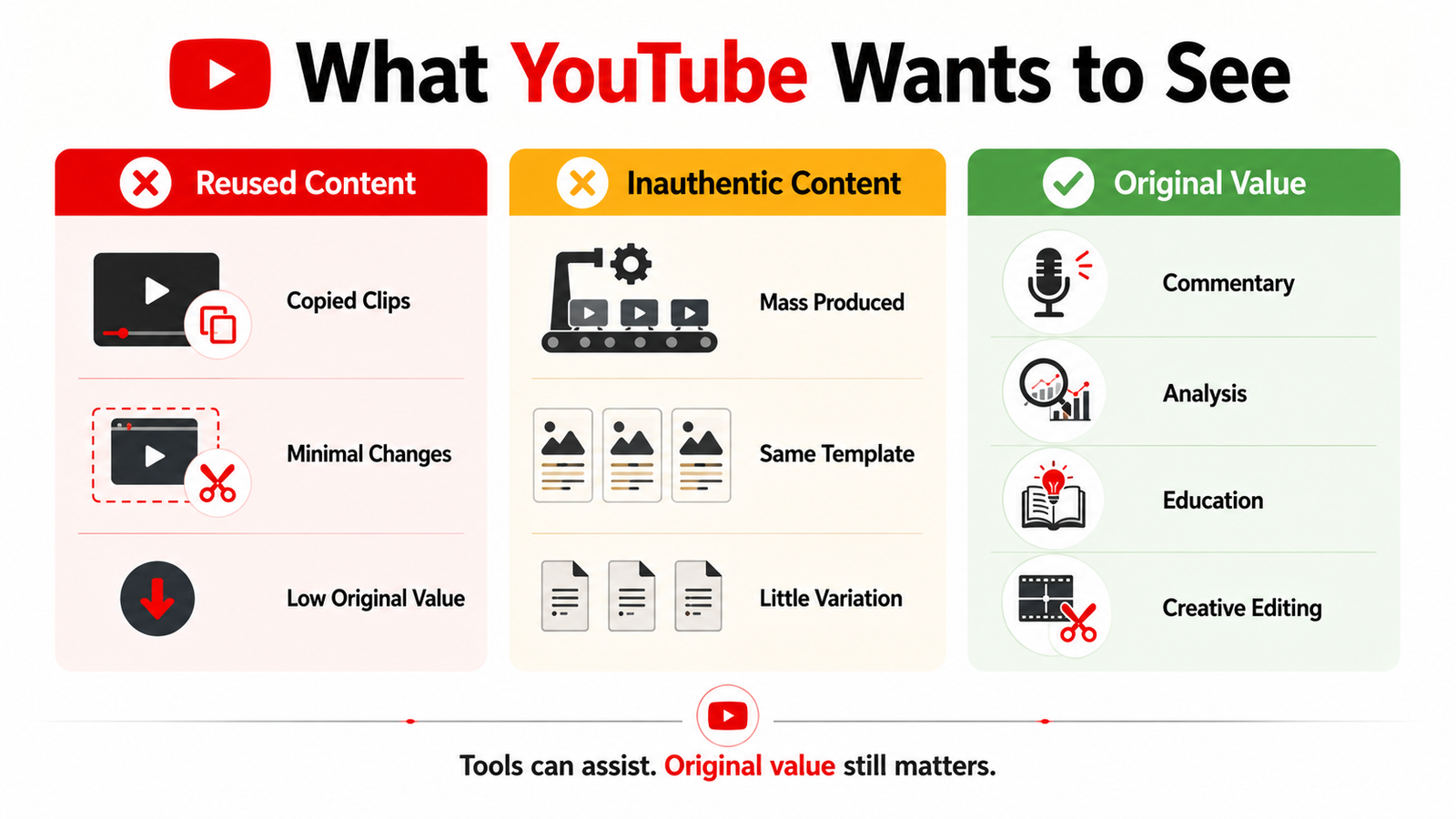 YouTube reused content and inauthentic content compared with original monetizable content