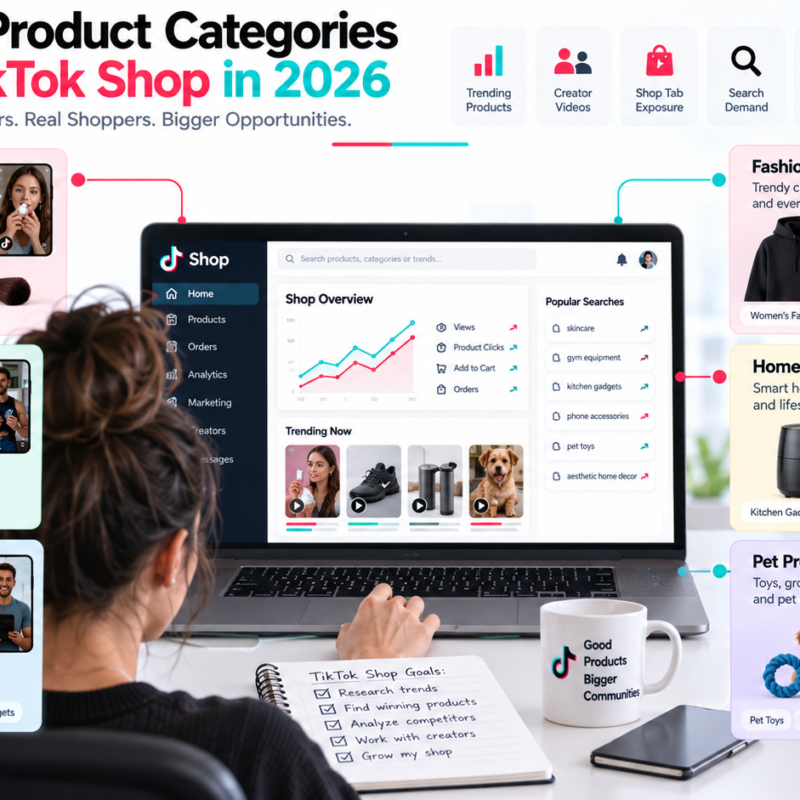 Best product categories for TikTok Shop in 2026 including beauty fashion health home electronics and pet products