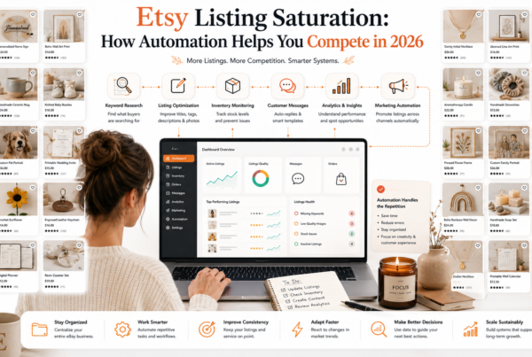 Etsy listing saturation and automation strategies for sellers competing in crowded niches in 2026