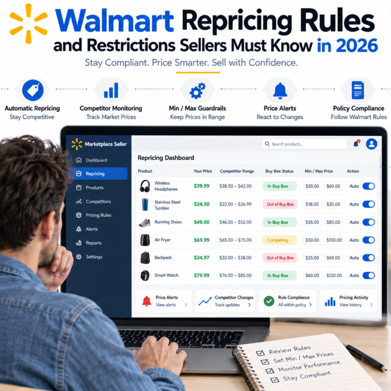 Walmart repricing rules and restrictions for Marketplace sellers using pricing automation and compliance tools in 2026